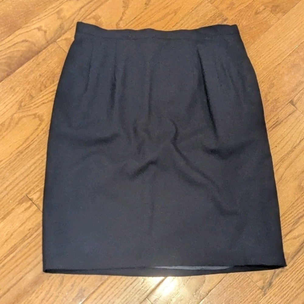 Vintage Wool Pencil Skirt Black Tailored Office Quiet Luxury Austin Reed 14